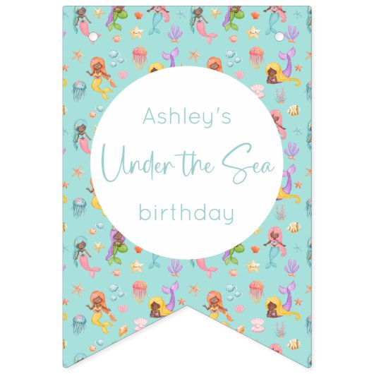 Mermaid Birthday Wimpelkette (Erste Fahne)