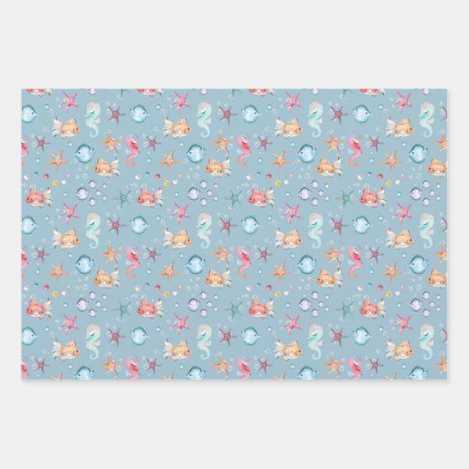 Mermaid Birthday Wrapping Paper Sheets Geschenkpapier Set (Vorderseite 3)