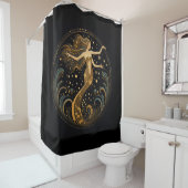 Mermaid Black and Gold Art Deco Duschvorhang (Beispiel)
