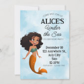 Mermaid Black Birthday Einladung Vorlage (Vorderseite)