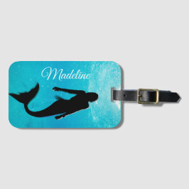Mermaid Black Blue Summer Beach Travel Modern Gepäckanhänger