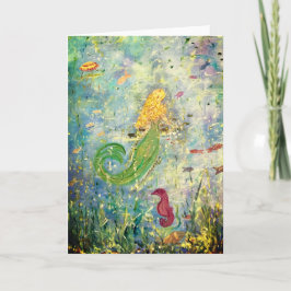 Mermaid Blank Greycard Karte