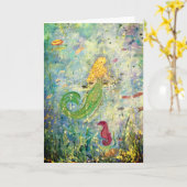 Mermaid Blank Greycard Karte (Gelbe Blume)