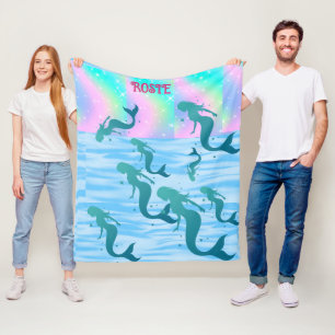 MERMAID BLANKET. Fleecedecke. Fleecedecke
