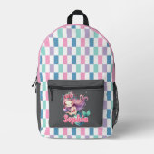 Mermaid-Blöcke rosa Namensmuster Bedruckter Rucksack (Vorderseite)