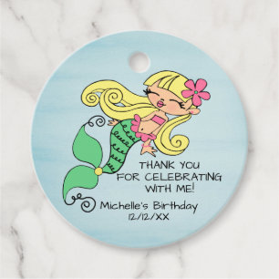 Mermaid Blonde Hair Favor Tag Geschenkanhänger