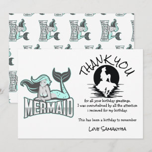 Mermaid Blue Birthday Party Danke Einladung