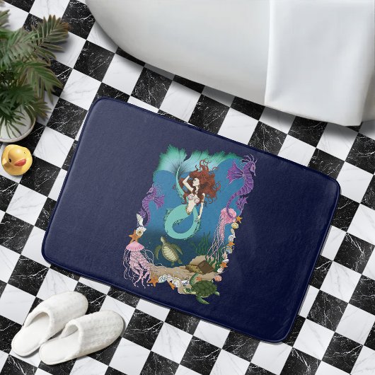 Mermaid Blue Fantasy Friends Badematte