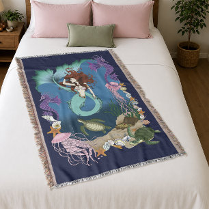 Mermaid Blue Fantasy Friends Decke