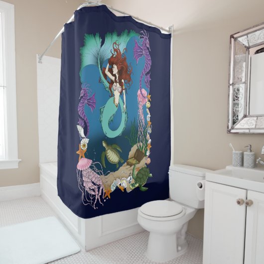 Mermaid Blue Fantasy Friends Duschvorhang (Beispiel)