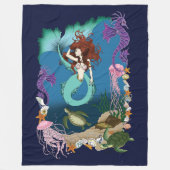 Mermaid Blue Fantasy Friends. Fleecedecke (Vorderseite)