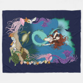 Mermaid Blue Fantasy Friends. Fleecedecke (Vorderseite (Horizontal))