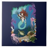 Mermaid Blue Fantasy Friends Fliese (Vorderseite)