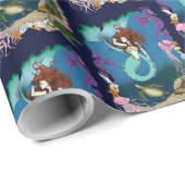 Mermaid Blue Fantasy Friends Geschenkpapier (Rolleneckpunkt)