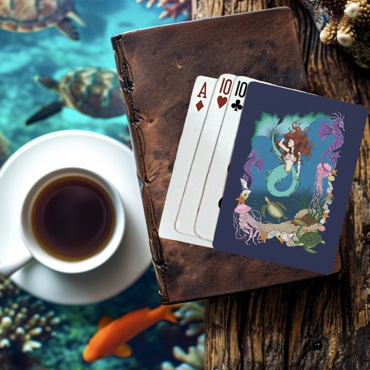 Mermaid Blue Fantasy Friends Spielkarten