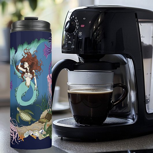 Mermaid Blue Fantasy Friends Thermosbecher