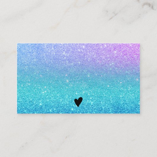 Mermaid Blue Glitzer danke Ihnen, die Liebe gemach Visitenkarte (Rückseite)