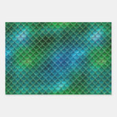 Mermaid Blue Gold Glitzer Sparkasse Geschenkpapier Set (Vorderseite 3)