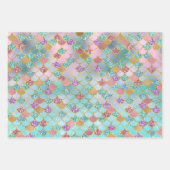 Mermaid Blue Gold Glitzer Sparkasse Geschenkpapier Set (Vorderseite 2)