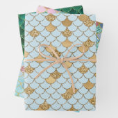 Mermaid Blue Gold Glitzer Sparkasse Geschenkpapier Set (Beispiel)