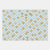 Mermaid Blue Gold Glitzer Sparkasse Geschenkpapier Set (Vorderseite)