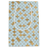 Mermaid Blue Gold Glitzer Sparkle Mittlere Geschenktüte (Vorderseite)