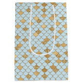 Mermaid Blue Gold Glitzer Sparkle Mittlere Geschenktüte (Rückseite)