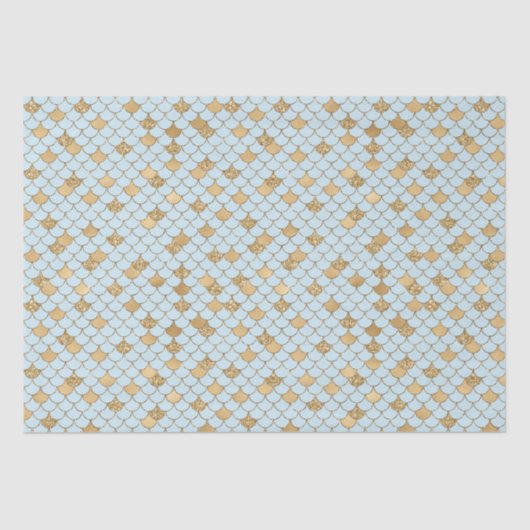 Mermaid Blue Gold Glitzer Sparkle Seidenpapier (Vorderseite)
