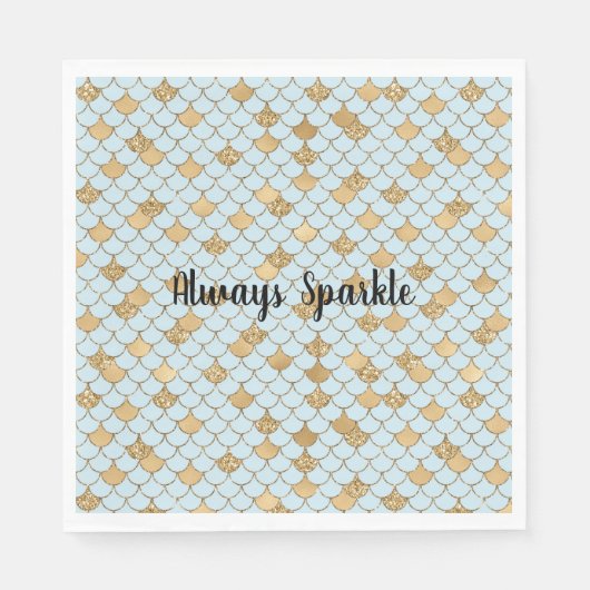 Mermaid Blue Gold Glitzer Sparkle Serviette (Vorderseite)