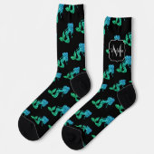 Mermaid blue ombre Glitzern pattern Monogram Socken (Linkes Detail)