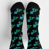Mermaid blue ombre Glitzern pattern Monogram Socken (Oben)