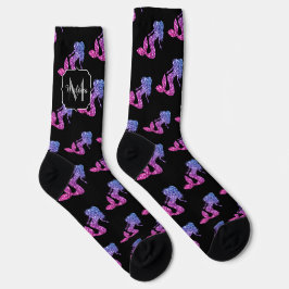 Mermaid Blue Pink ombre Glitzern muster Monogram Socken