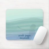 Mermaid Blue Watercolor Waves Custom Mouse Pad Mousepad (Mit Mouse)