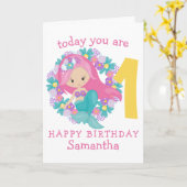 Mermaid-Blume Geburtstagskarte Karte (Gelbe Blume)