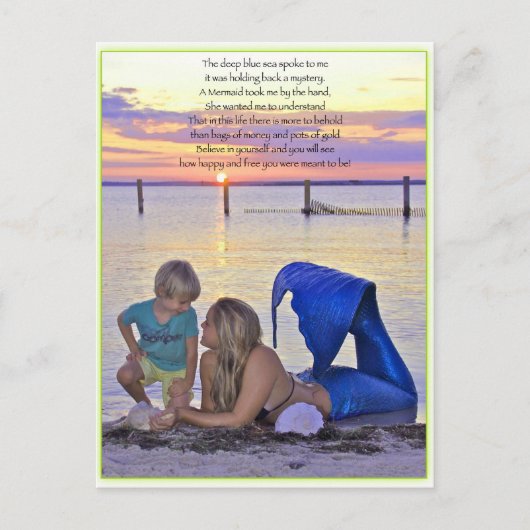 Mermaid & Boy bei der Beach Postcard Postkarte (Vorderseite)