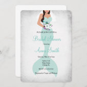 Mermaid Braun Dusche Einladung brünett (Vorne/Hinten)