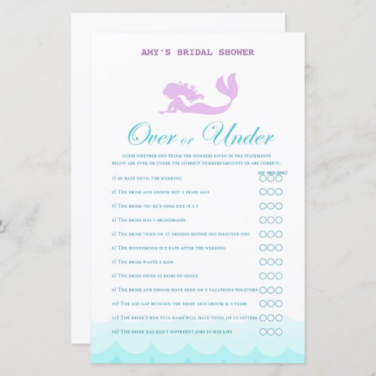 Mermaid Brautparty Game, Polterabend (Vorne/Hinten)