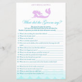 Mermaid Brautparty Game - Was hat Groom gesagt? (Vorderseite)