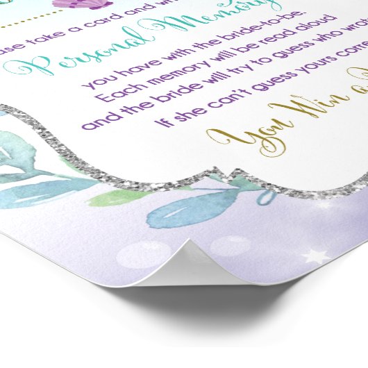 Mermaid Brautparty Game Who is I Memory Game Poster (Ecke)