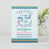 Mermaid Brautparty Invite Gold Glitzer Sea Einladung (Stehend Vorderseite)