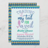 Mermaid Brautparty Invite Gold Glitzer Sea Einladung (Vorne/Hinten)