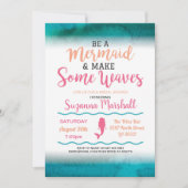 Mermaid Brautparty Invite Pink Bachelorette Einladung (Vorderseite)