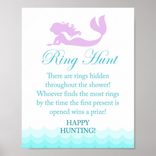 Mermaid Brautparty Ring Hunt Spielzeichen Poster (Vorne)