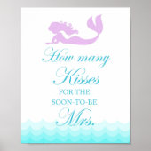 Mermaid Brautparty Wie viele Kisses Game Sign Poster (Vorne)