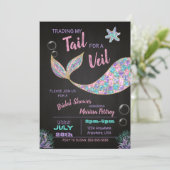 Mermaid Bridal Dusche Einladung, Glitzer Einladung (Stehend Vorderseite)