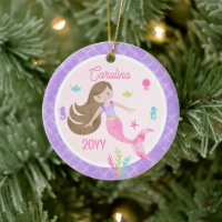 Mermaid Brown Hair Pink & Lila Foto Keepake