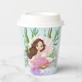 Mermaid (Brünett) in Oyster Muschel Paper Cups Pappbecher