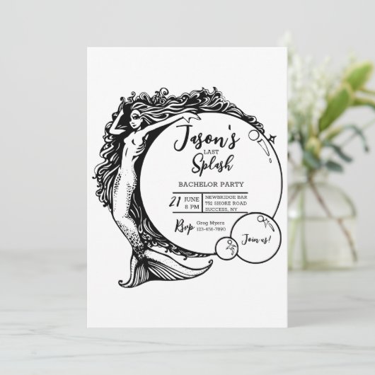 Mermaid Bubble Einladung (Stehend Vorderseite)