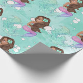 Mermaid Bubbles Blue Pink Dark Hair Geschenkpapier (Ecke)