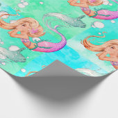 Mermaid Bubbles Bright Blue Gift Geschenkpapier (Ecke)